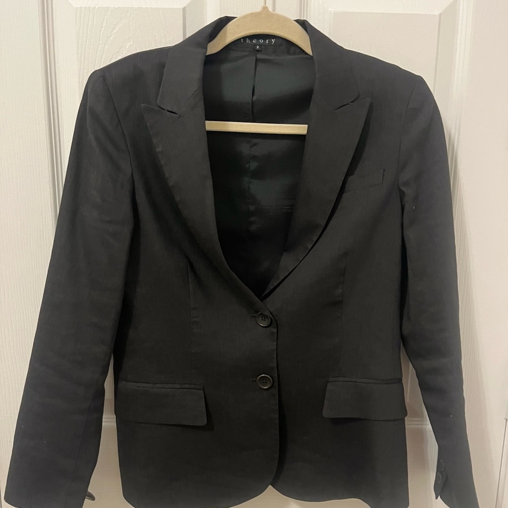 Theory Classic Black Pinstripe Jacket